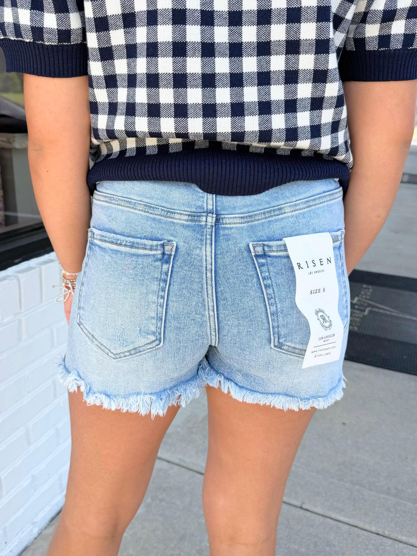 Risen: HR Distressed Washed Step Side Hem Shorts