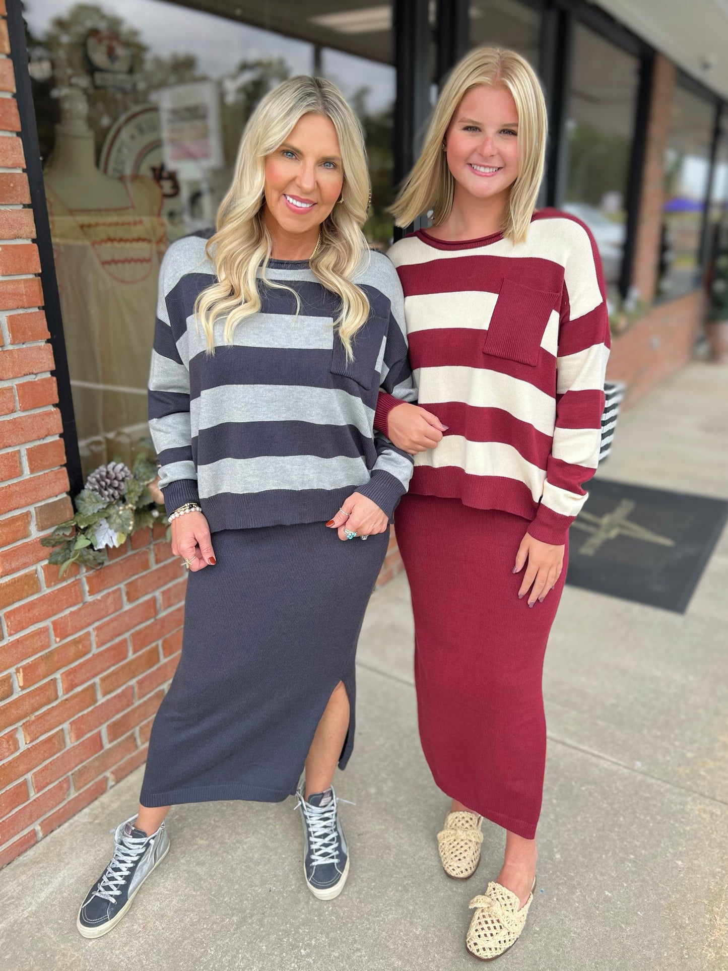 Striped Sweater + Pencil Skirt Set