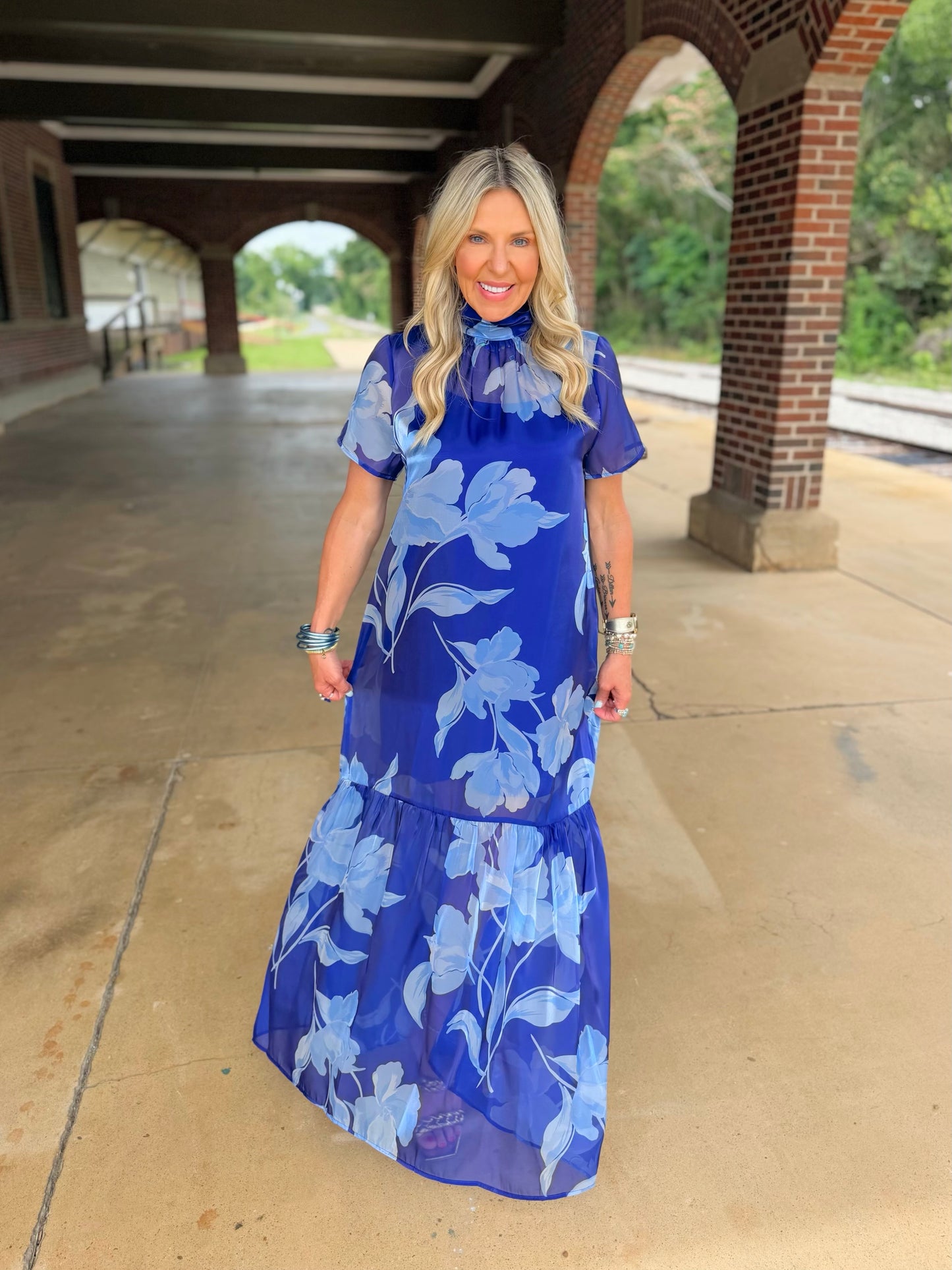Organza Mockneck Maxi Dress