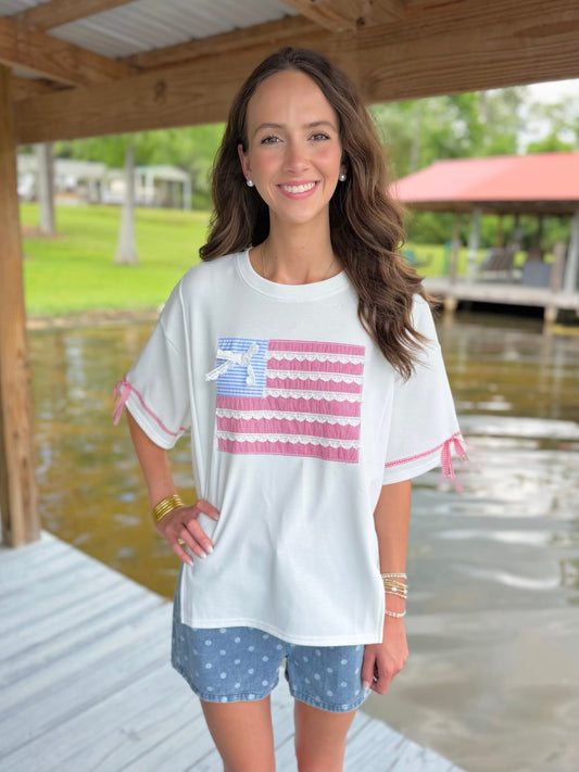 Bow Detail Flag Tee