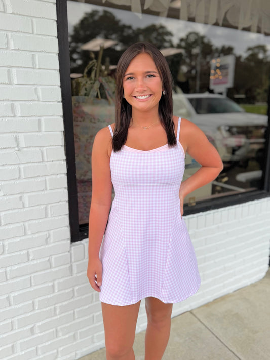 Gingham Print Double Layered Active Dress
