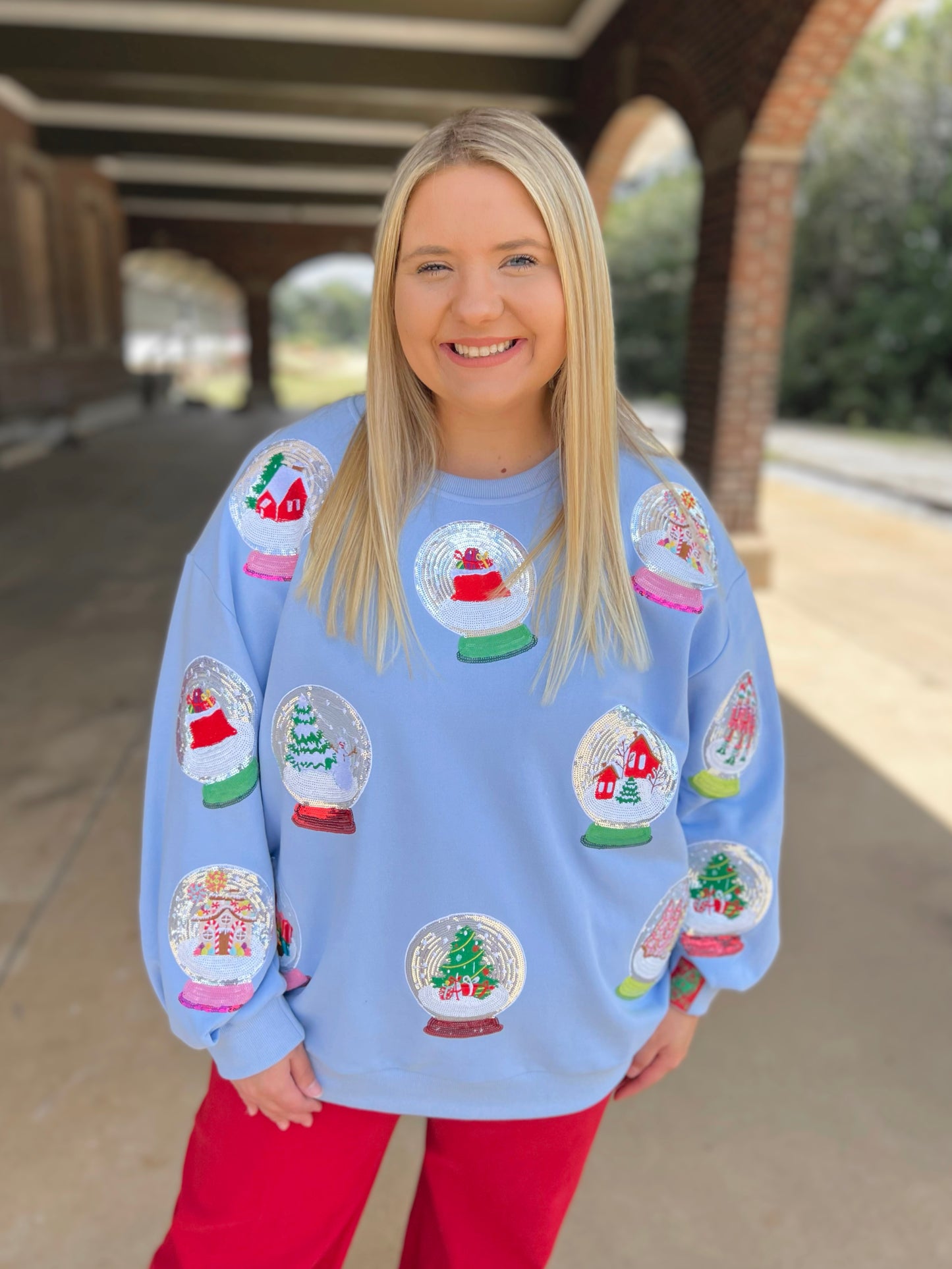 QOS Christmas Snow Globe Sweatshirt