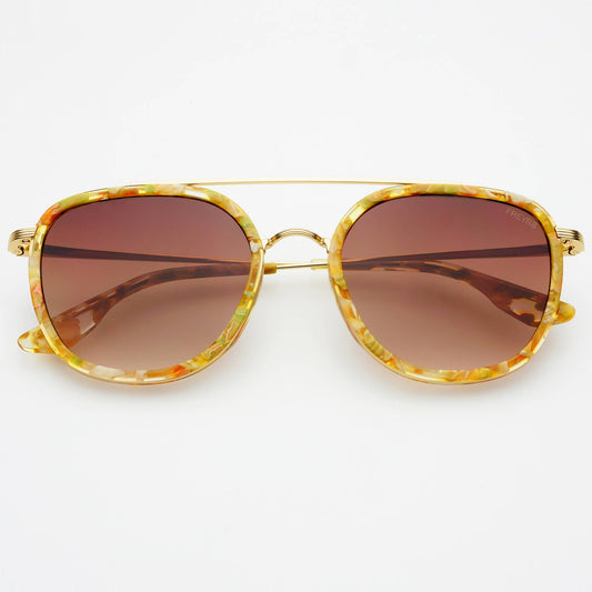 Weston Acetate Round Sunglasses: Yellow Tortoise