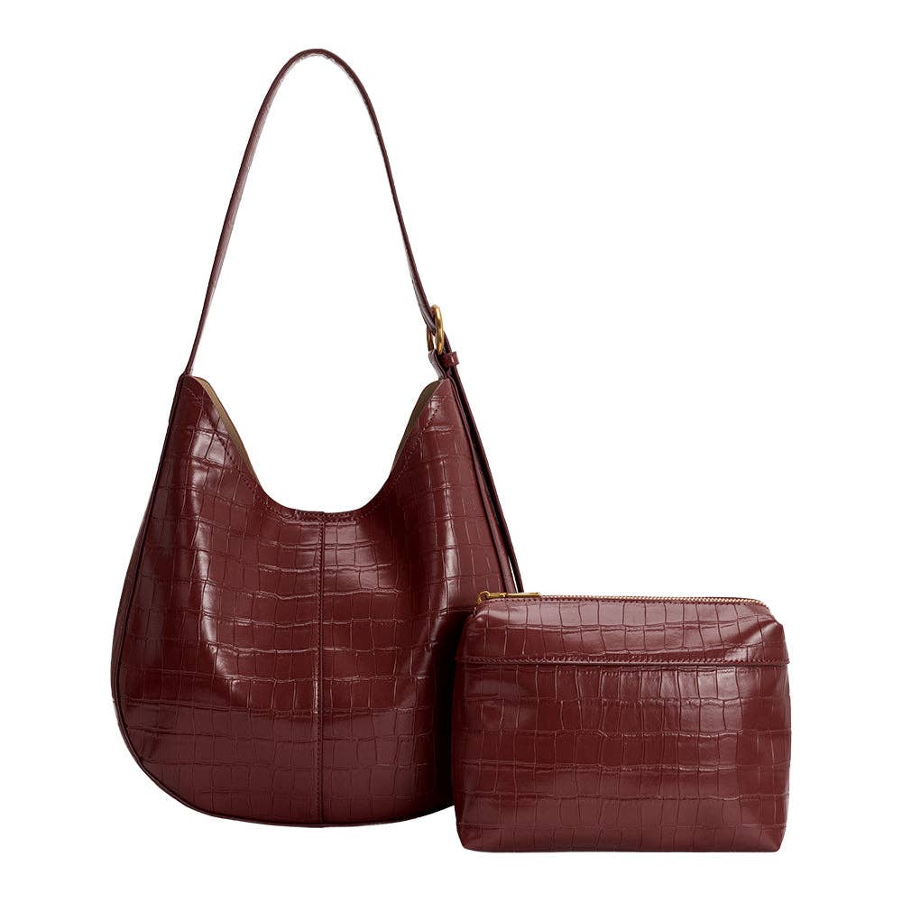 Stefanie Burgundy Leather Shoulder Bag