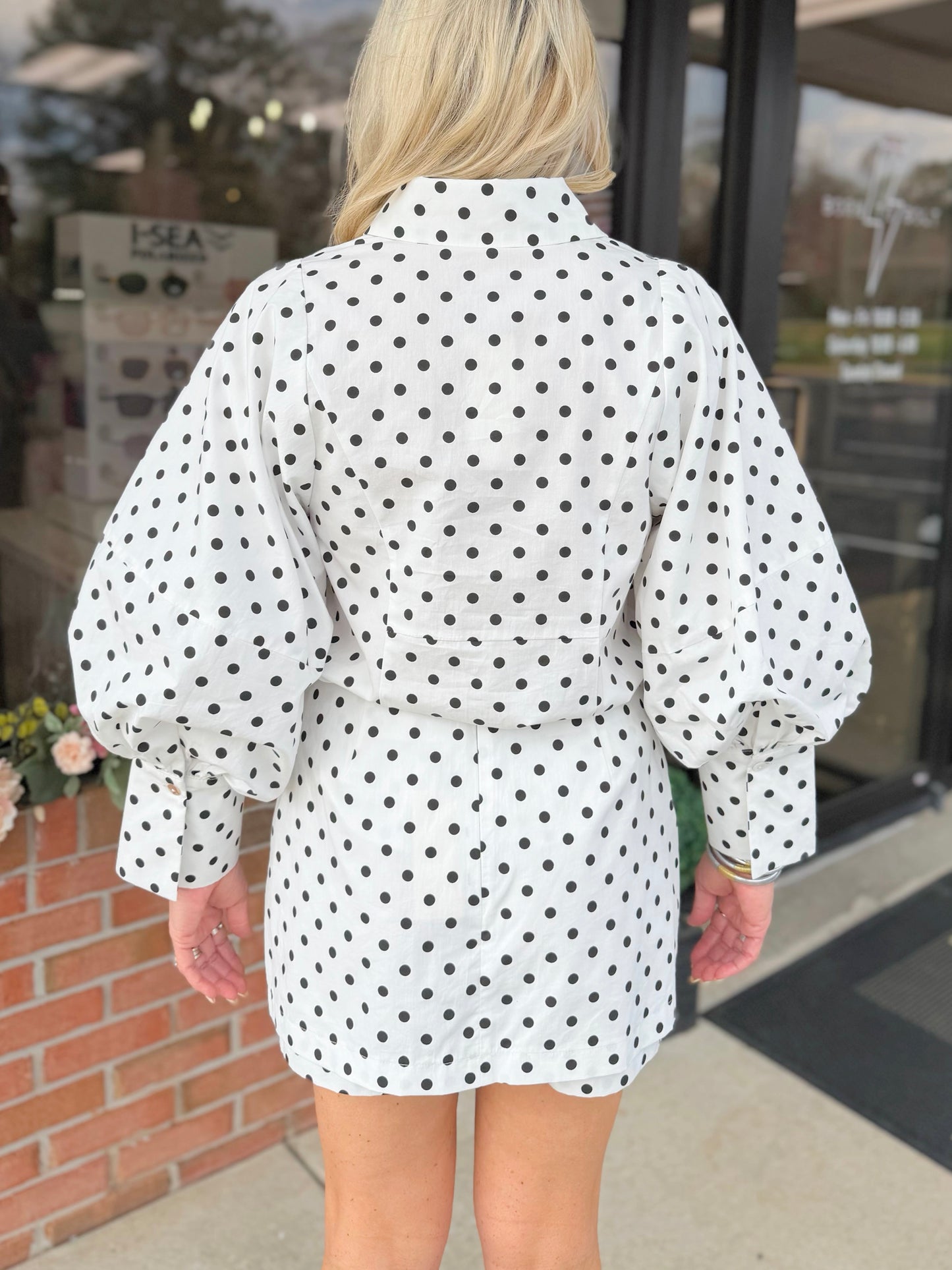 Statement Puff Sleeve Dot Blouse