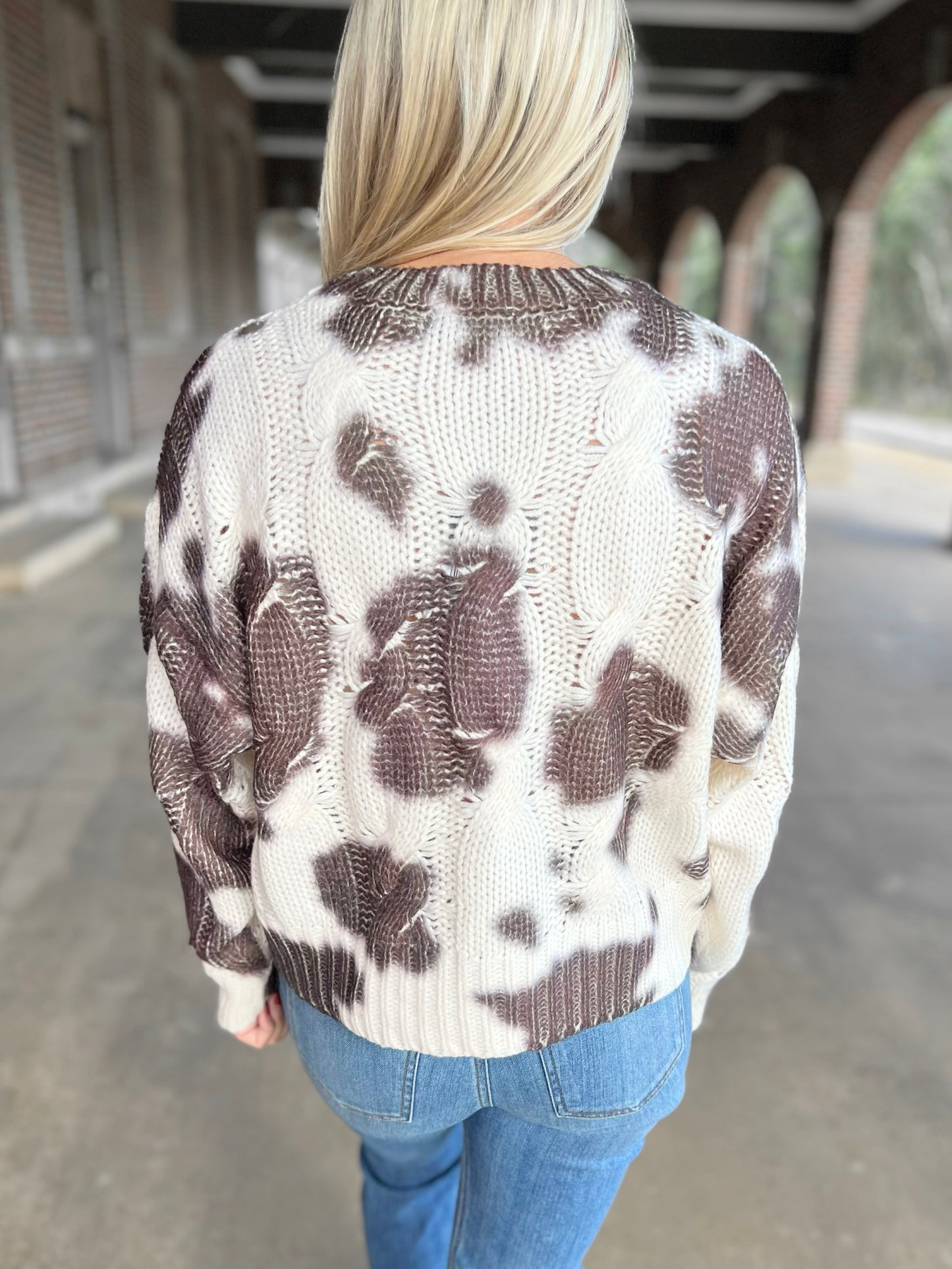 Cow Print Cable Sweater