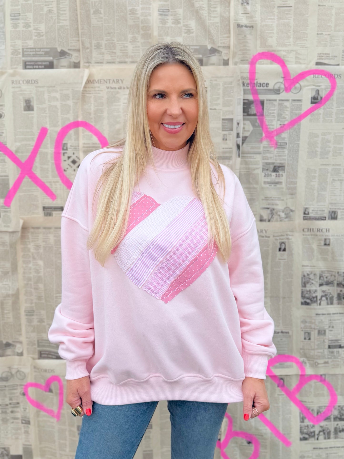 Heart Mock Neck Sweatshirt