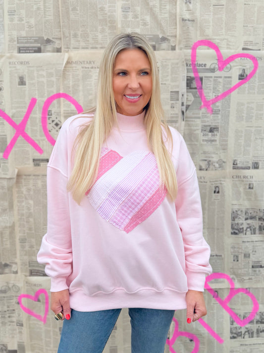 Heart Mock Neck Sweatshirt