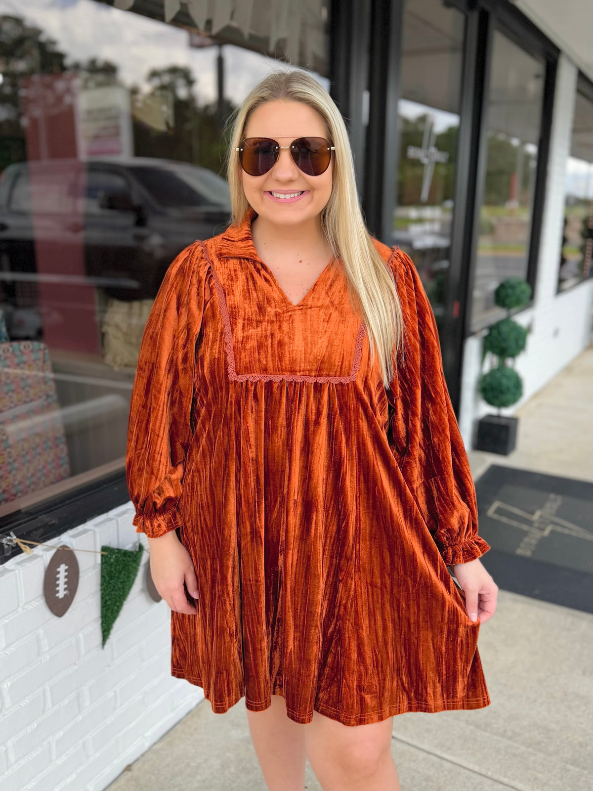 Velvet Babydoll Dress - Curvy