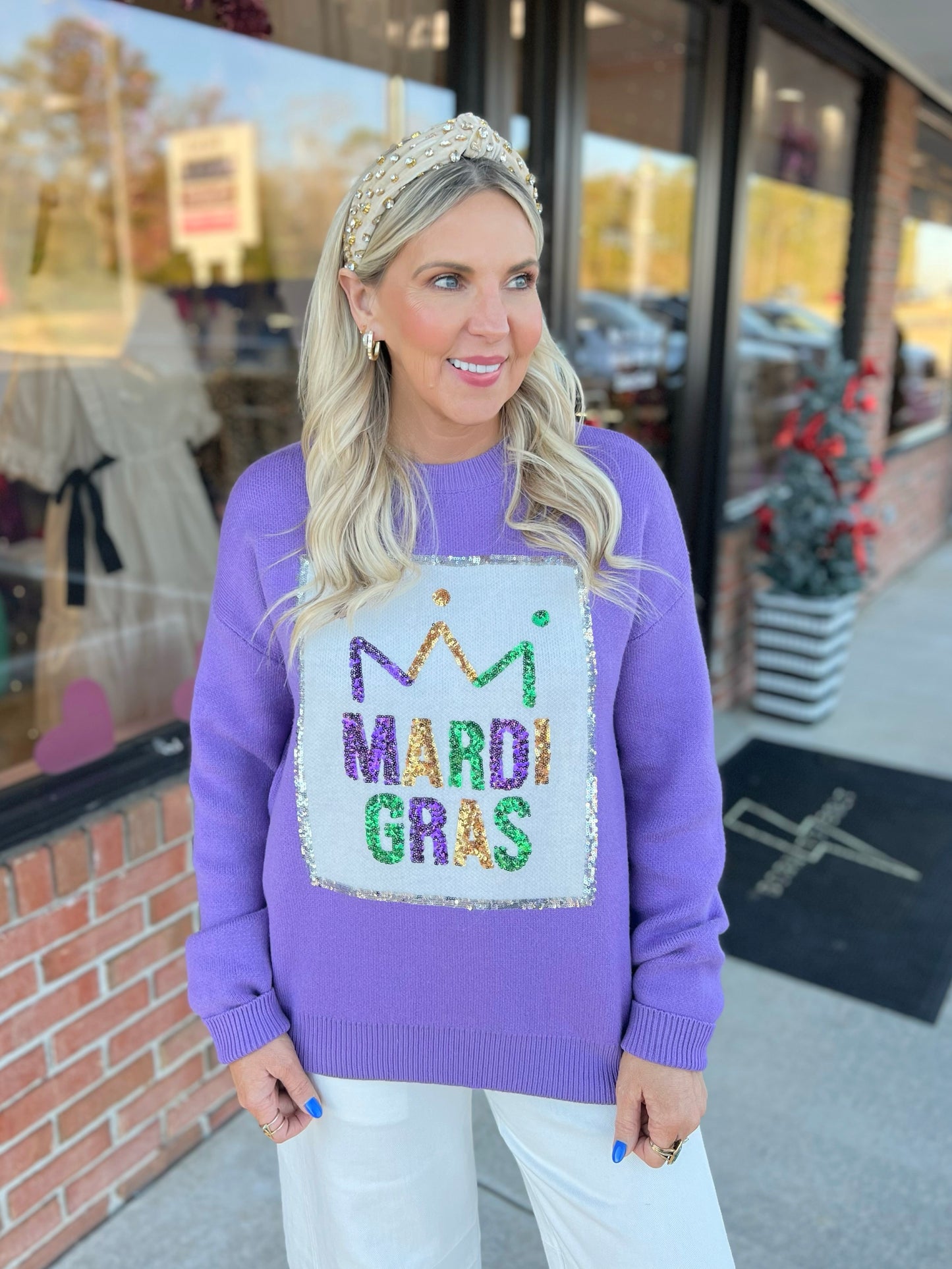 Mardi Gras Sequin Sweater