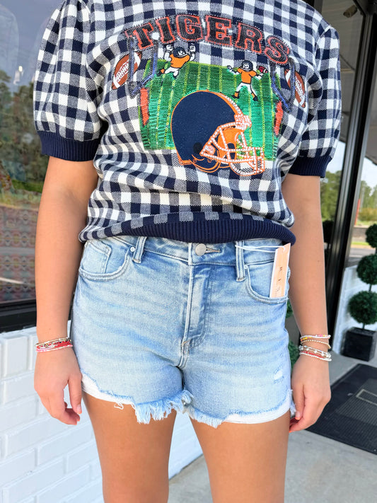 Risen: HR Distressed Washed Step Side Hem Shorts