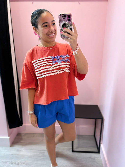 Gingham Bow Flag Tee