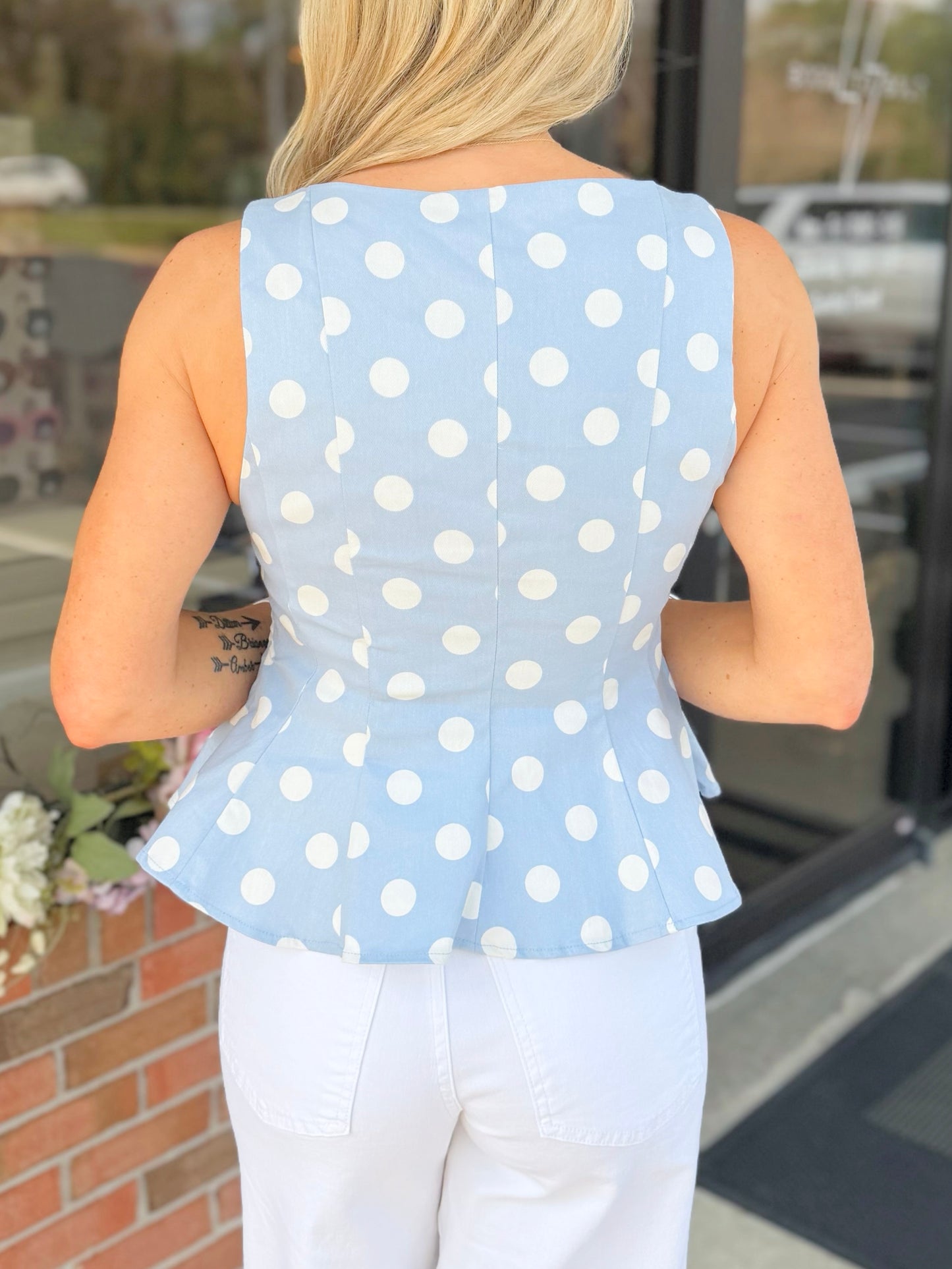 Polka Dot Peplum Top