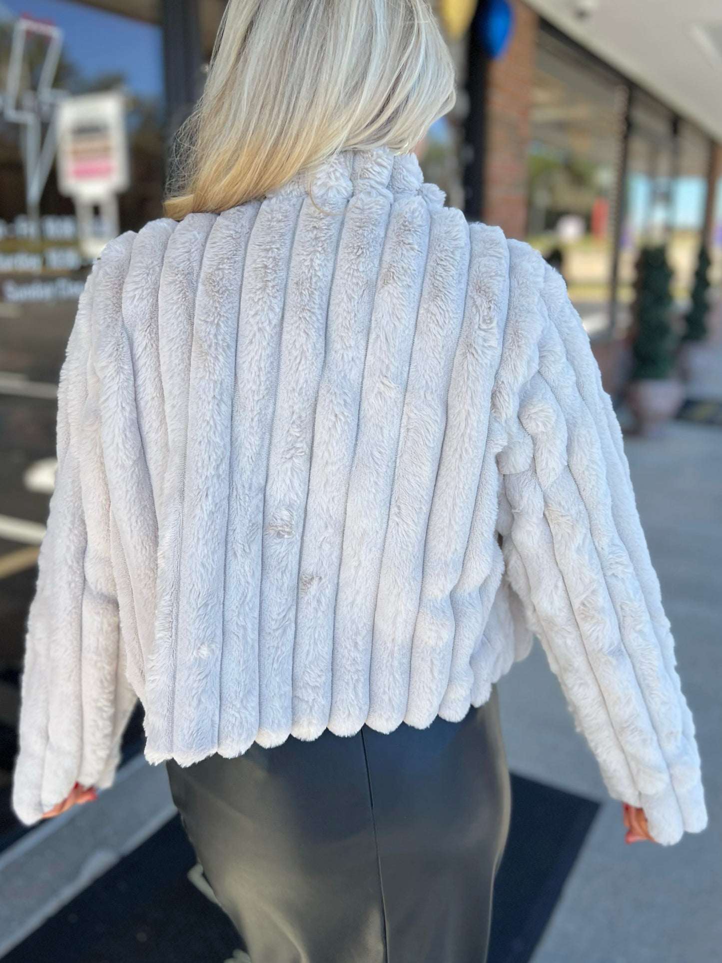 Faux Crop Fur Jacket