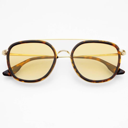 Weston Round Sunglasses: Dark Tortoise/Yellow Brown