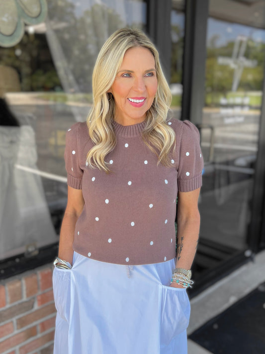 Polka Dot Embroidered Sweater