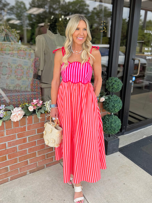 Sunset Stripe Midi Dress