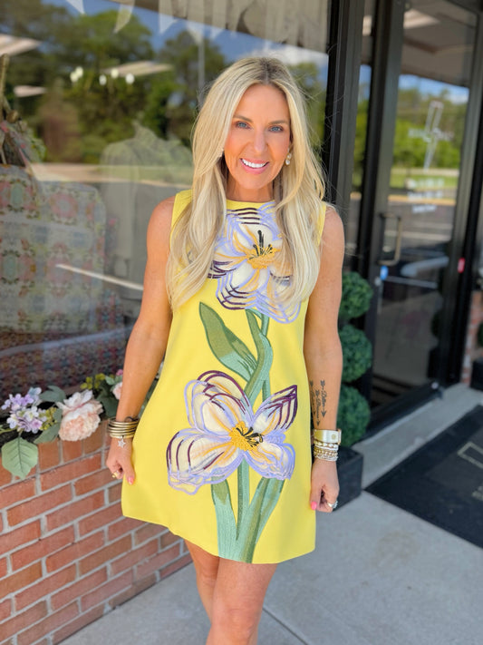 Summer Mini Dress with 3D Floral