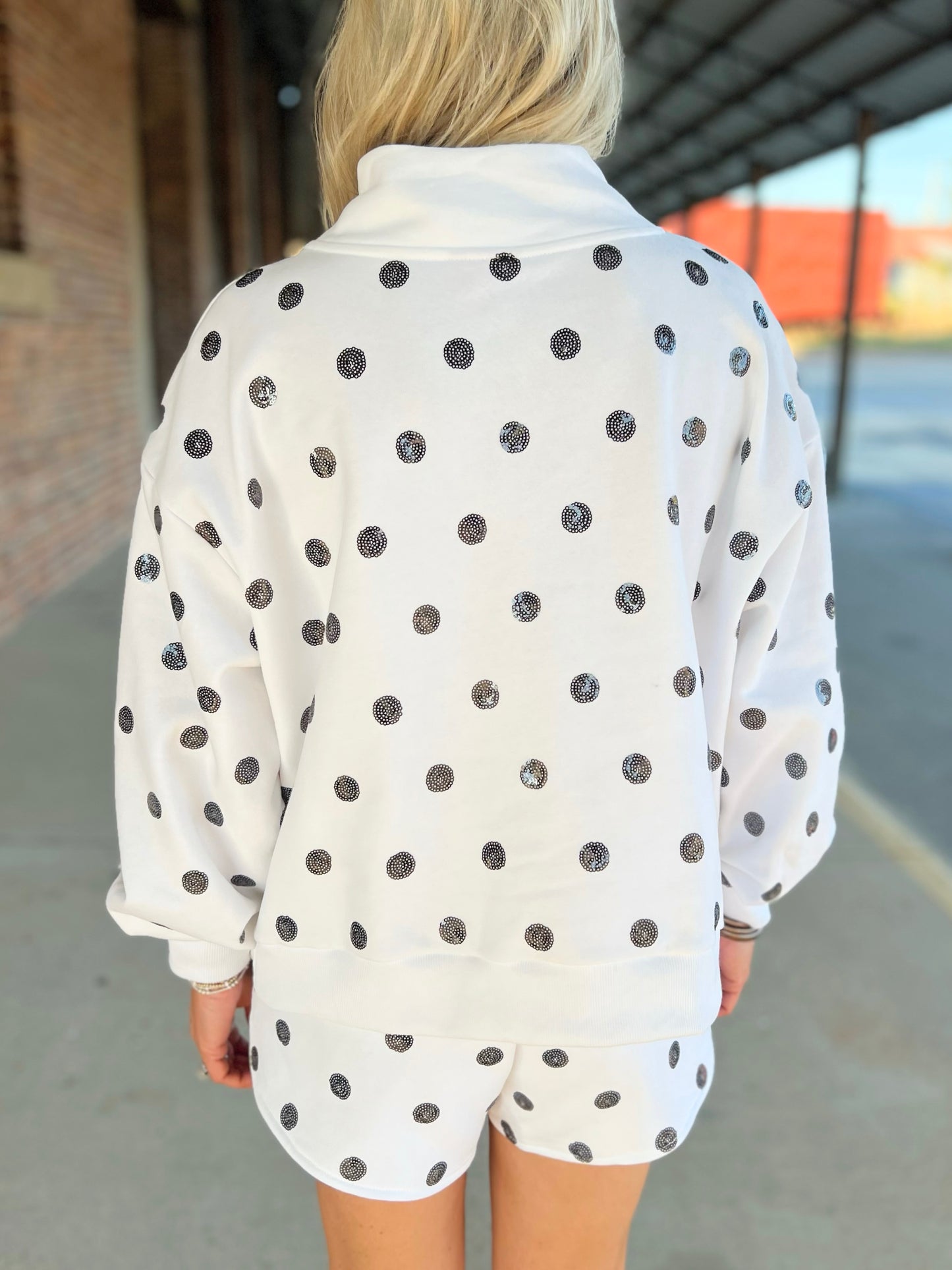 QOS Polka Dot Card Logo Sweatshirt