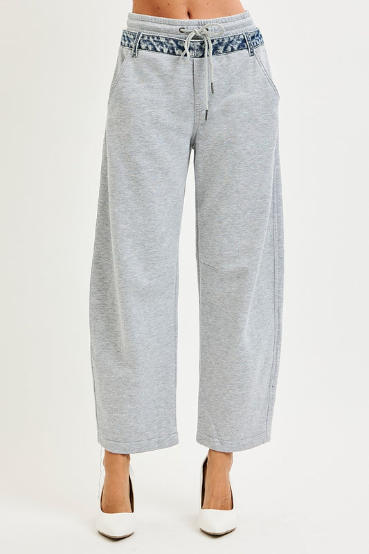 Risen Contrast Denim Detail Pants