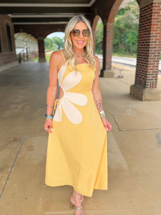 Flower Detail Midi Dress