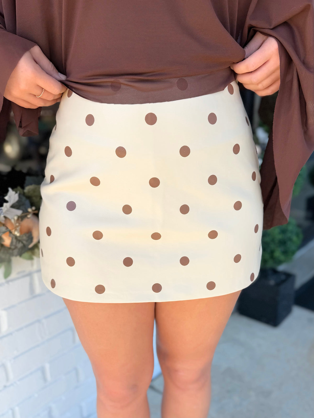 Leather Polka Dot Skort