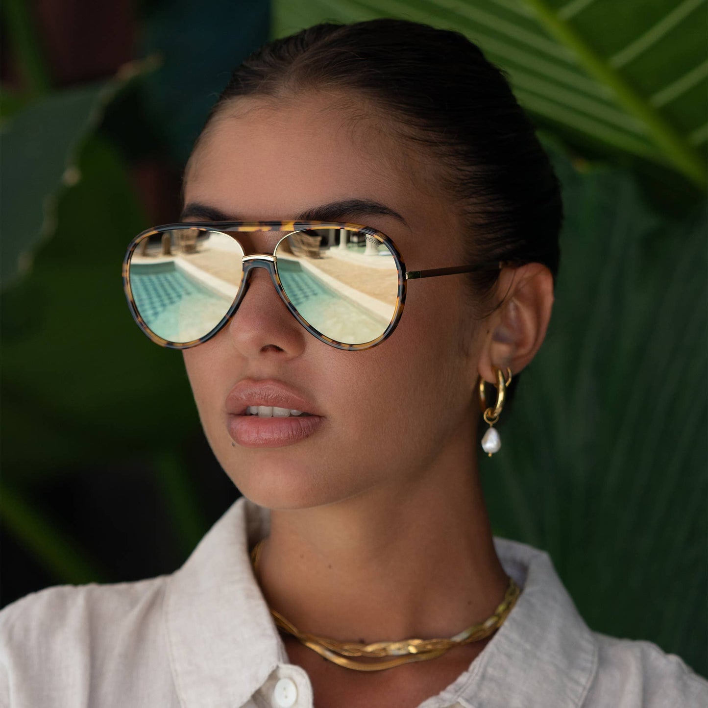Shay Aviator Sunglasses: Tortoise/Gold Mirror