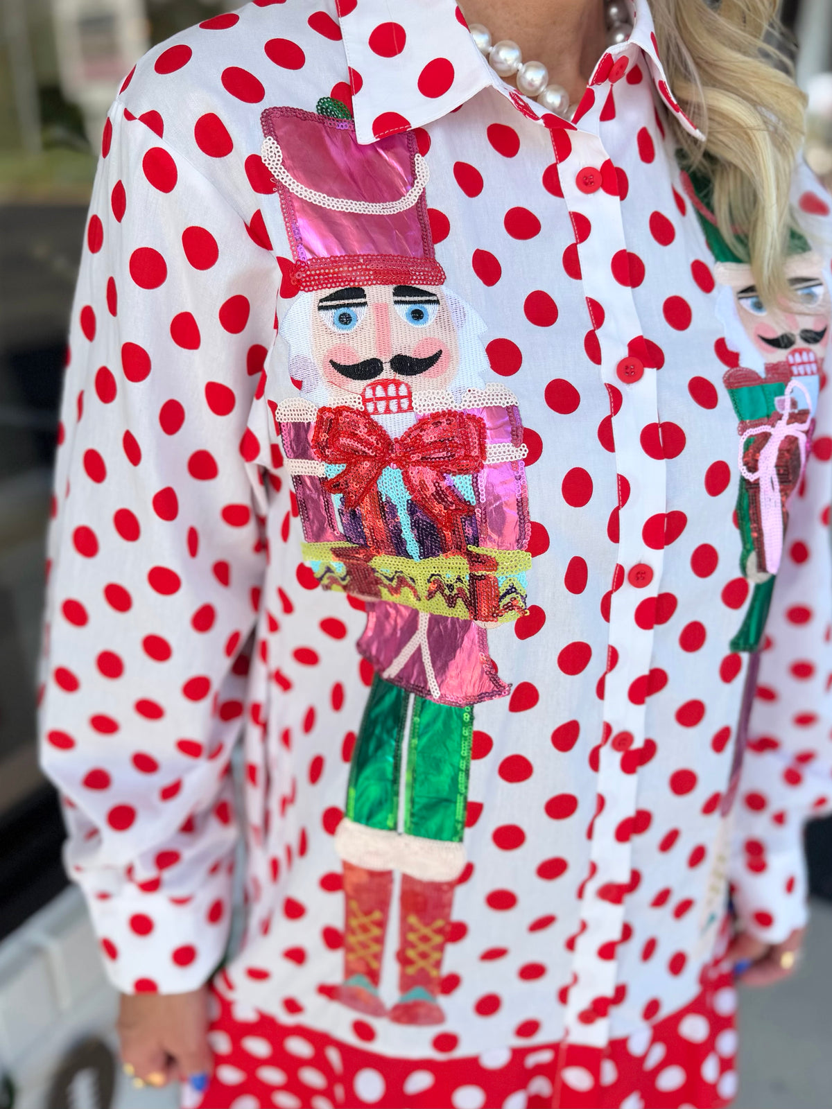 QOS Polka Dot Metallic Nutcracker Dress