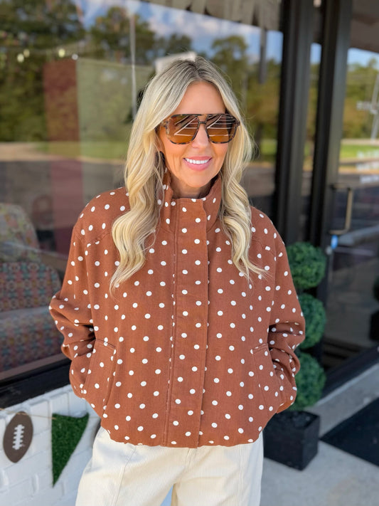 Polka Dot High Neck Jacket