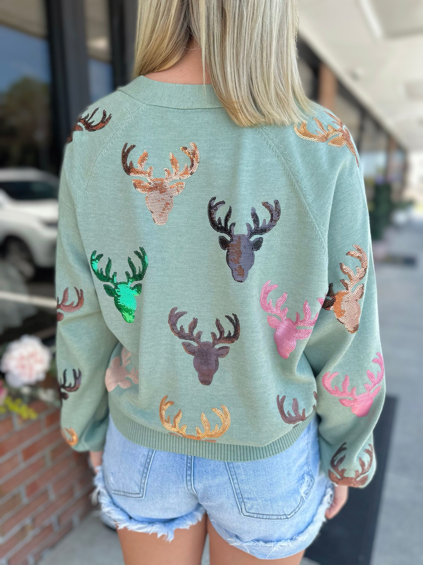 QOS Scattered Deer Cardigan