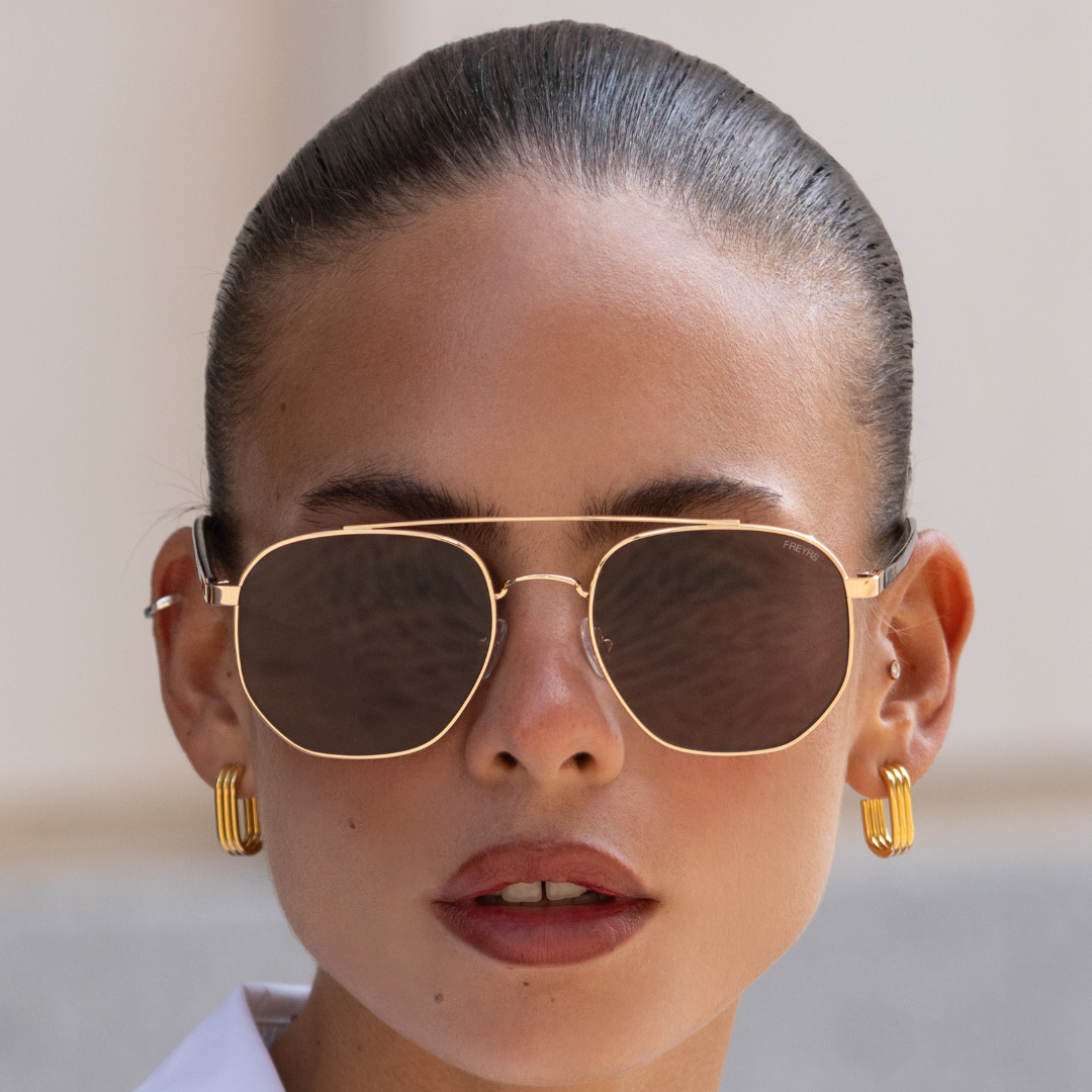 Austin Sunglasses: Gold/Brown