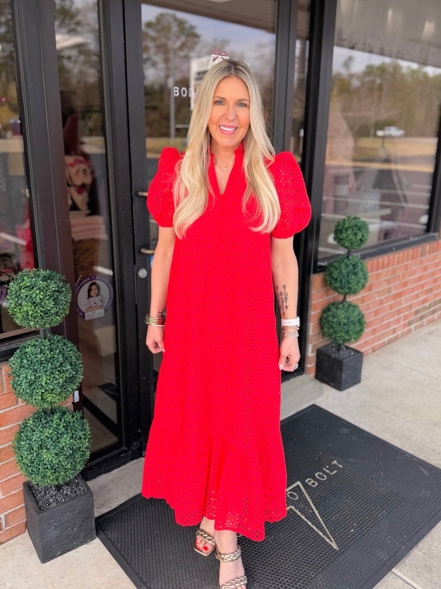 Eyelet Midi Dress