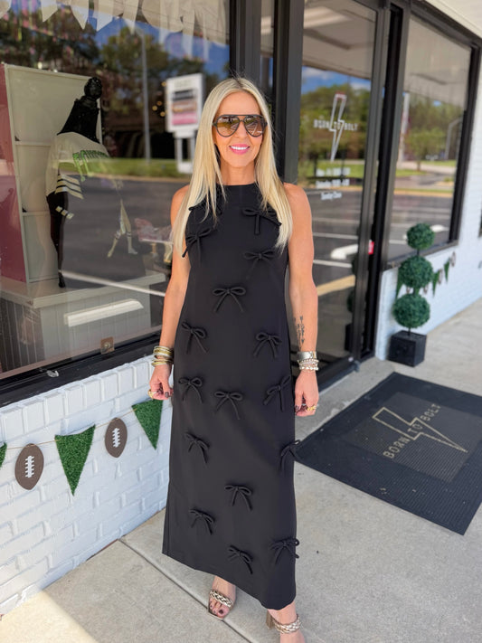 Bow Embellished Midi Dress