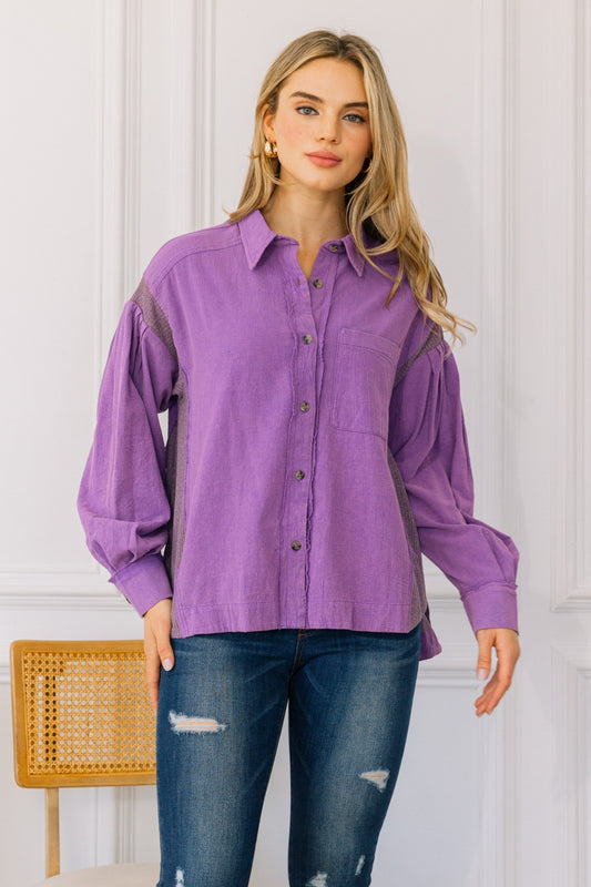 Oversized Washed Button Down Shirt