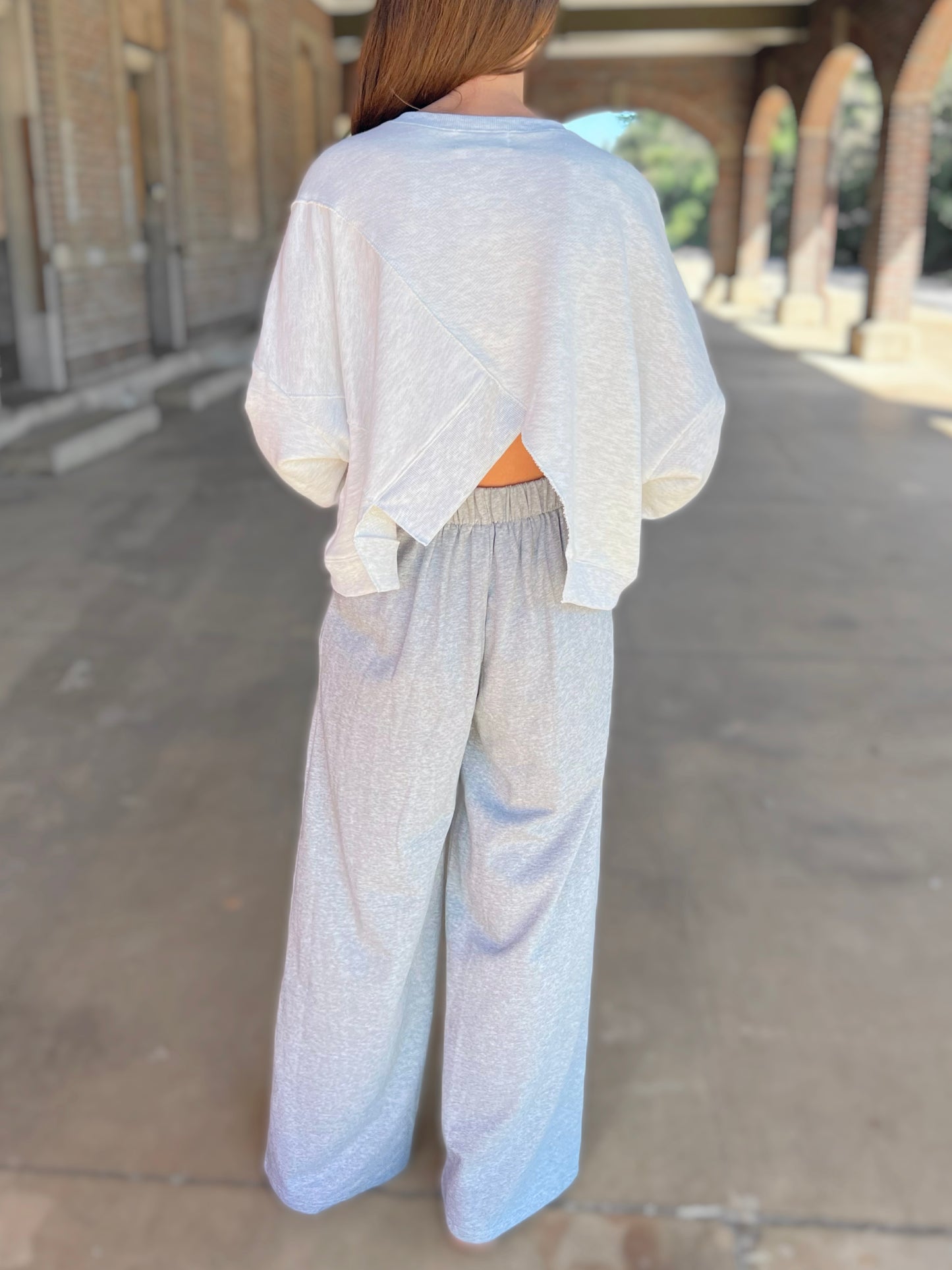 Asymmetrical Hem Terry Sweatshirt