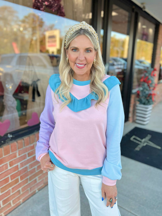 Colorblock Ruffle Sweatshirt