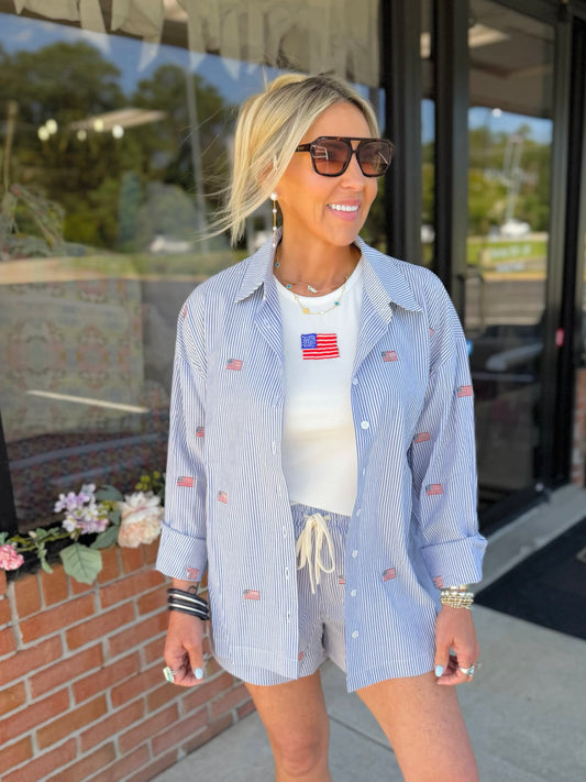 Stripe Flag Button Down