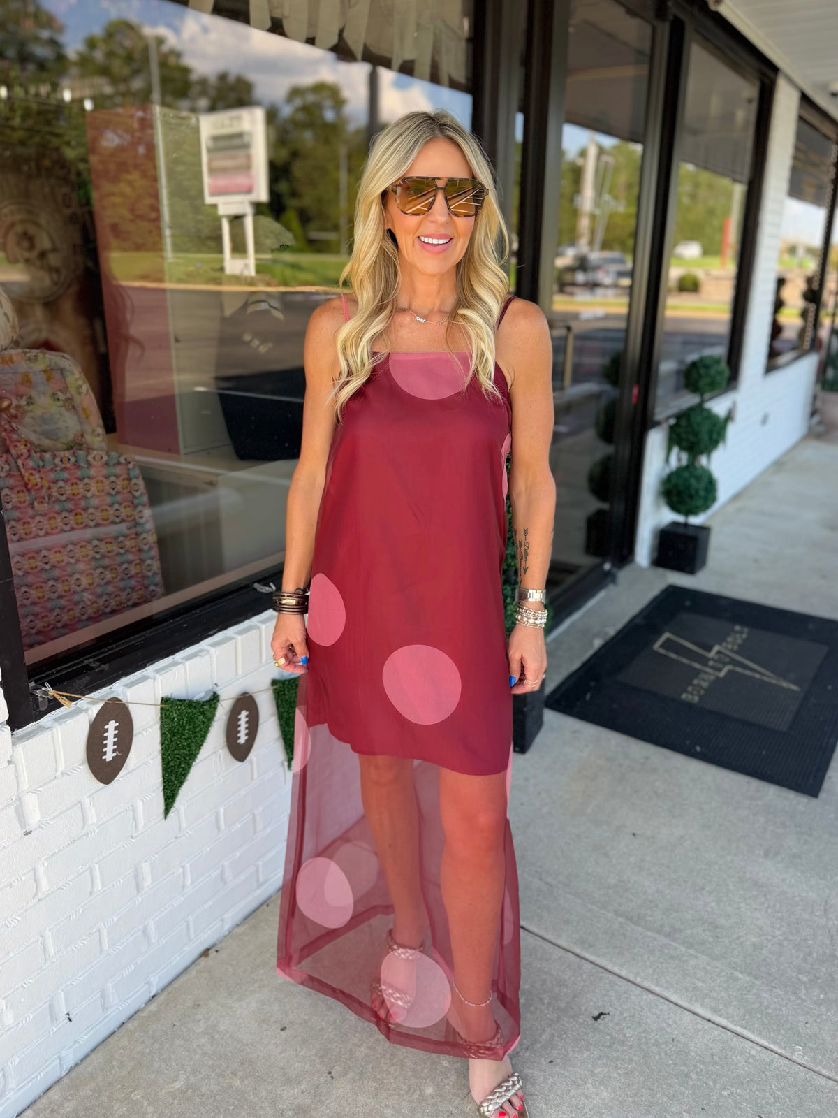Polka Dot Sheer Maxi Dress