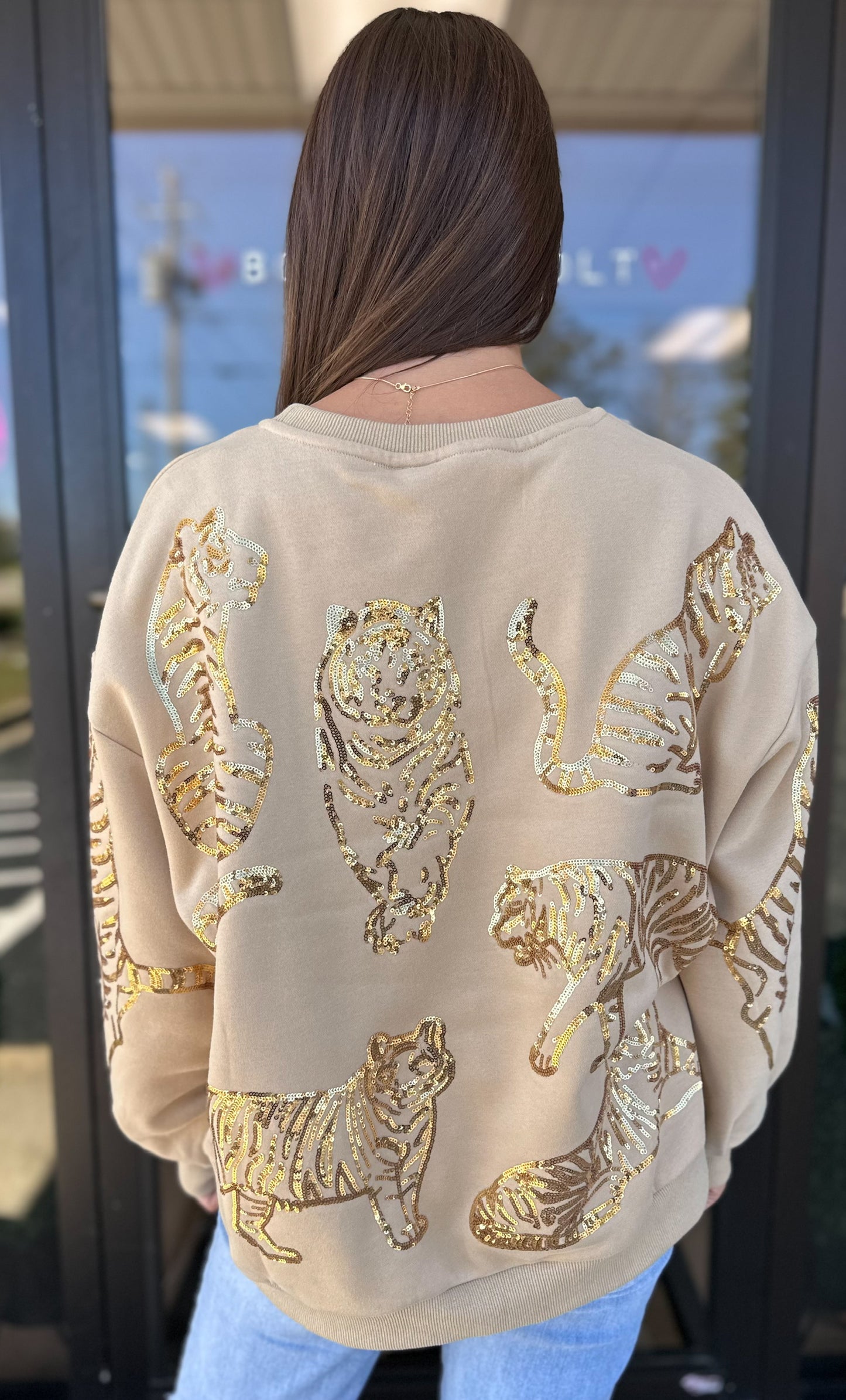 QOS BEIGE & GOLD TIGER SWEATSHIRT