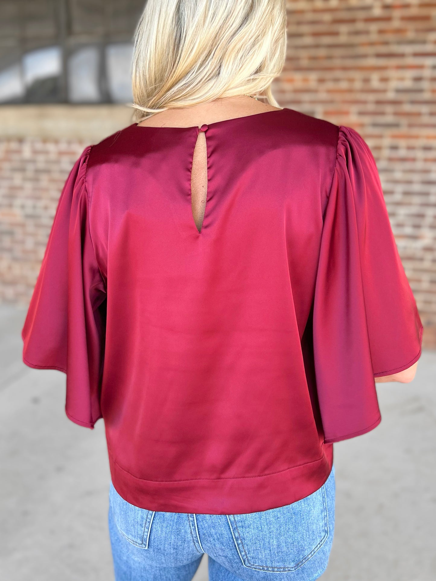 Flutter Sleeve Satin Top