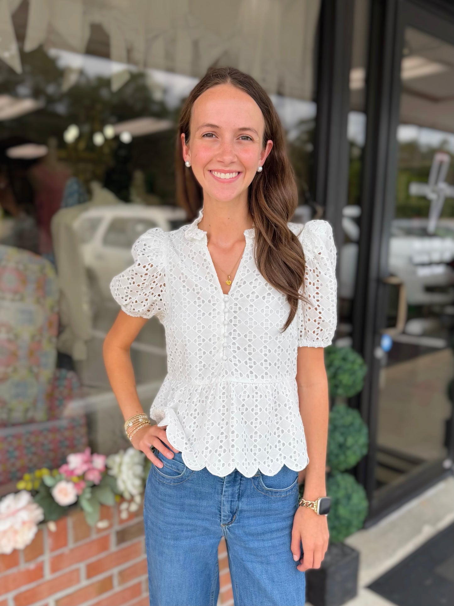 Babydoll Eyelet Top