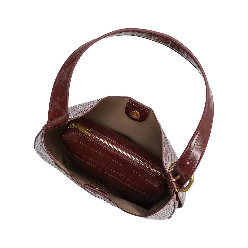 Stefanie Burgundy Leather Shoulder Bag