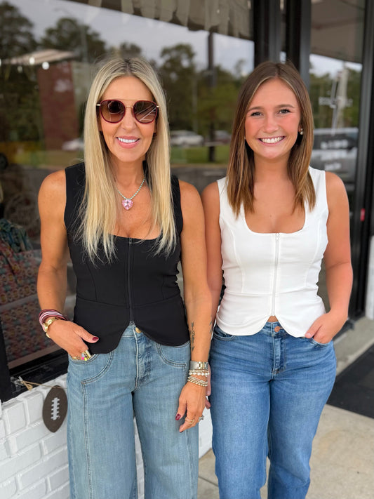 Curved Neckline Top