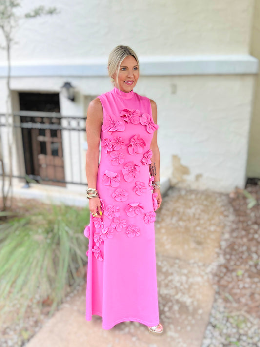 3D Flower Maxi Dress