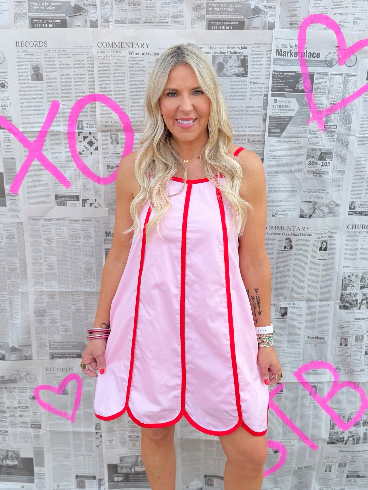 Contrast Trim Mini Dress