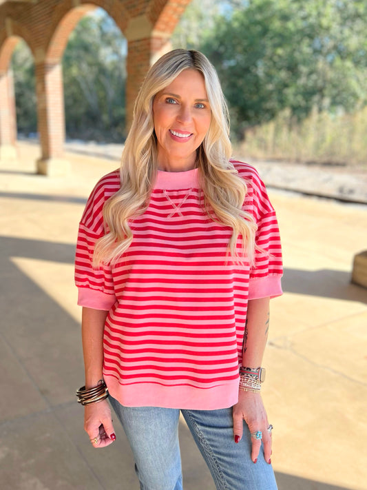Striped Mock Neck Top