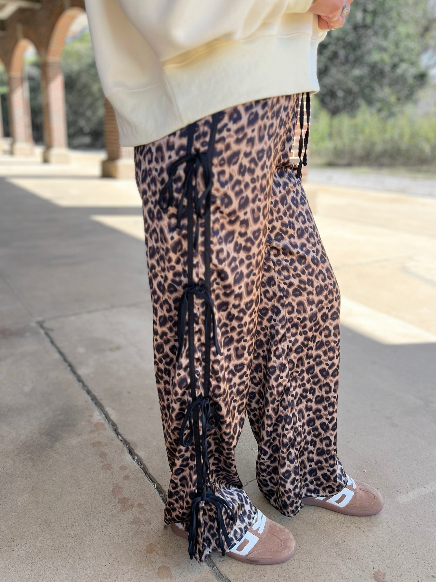 Leopard Print Pants with Side Ties