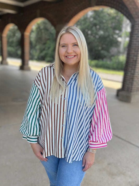 Fall Colorblock Stripe Top