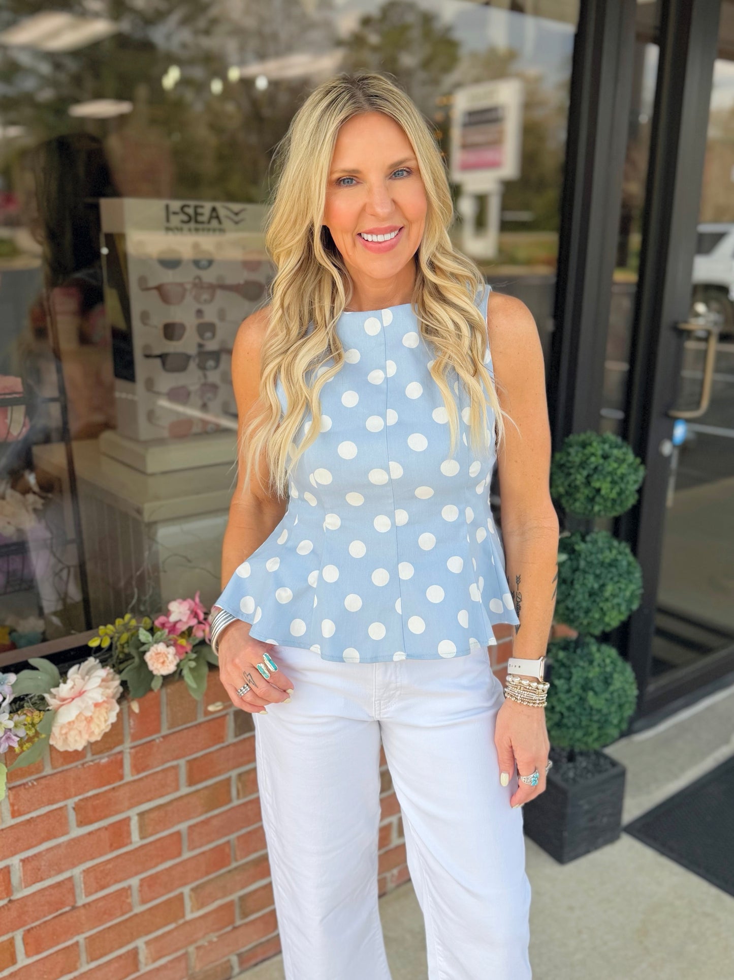 Polka Dot Peplum Top