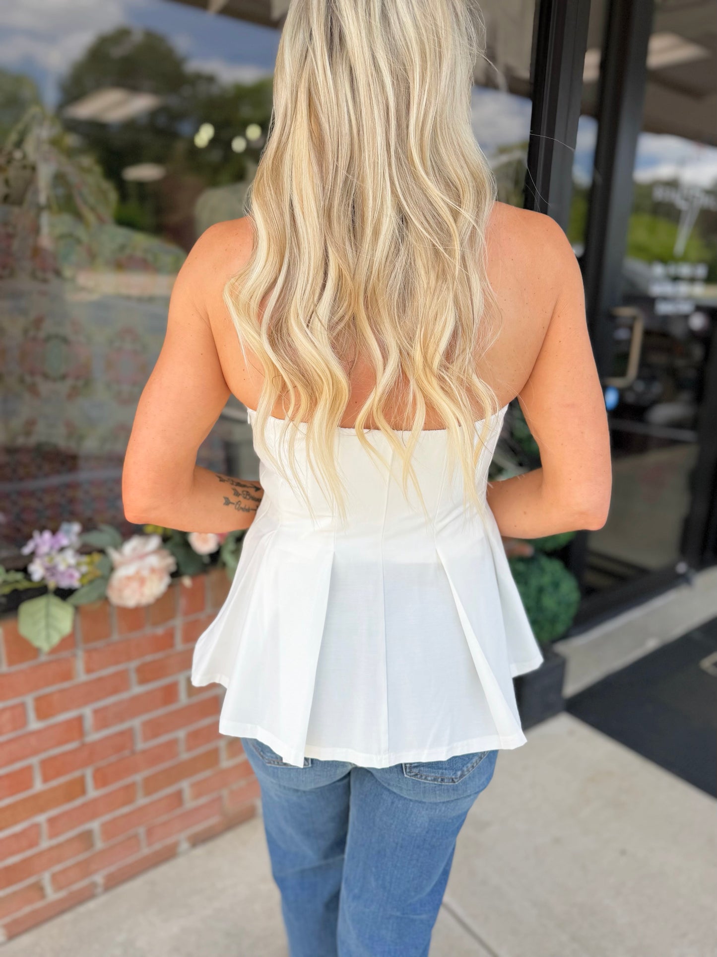 Strapless Pleated Top
